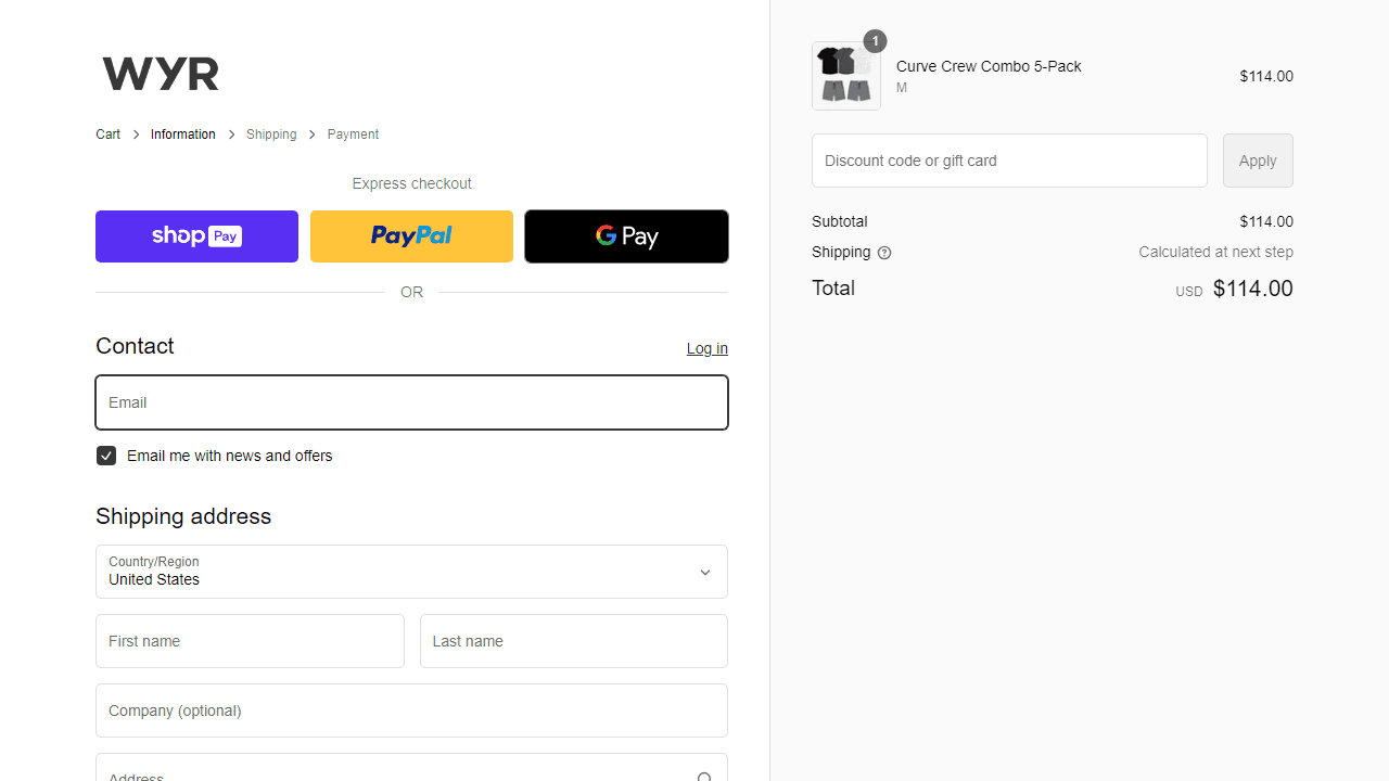How to apply WYR WEAR coupon code